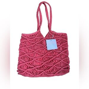 C&C California Vibrant Pink Macrame Tote